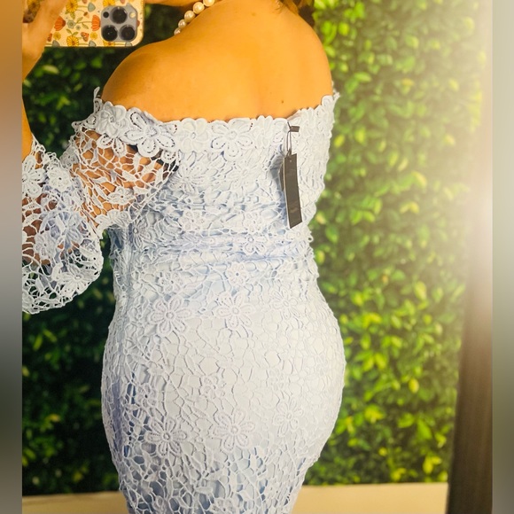 Blue Lace Crochet Dress classy collection - Picture 1 of 8